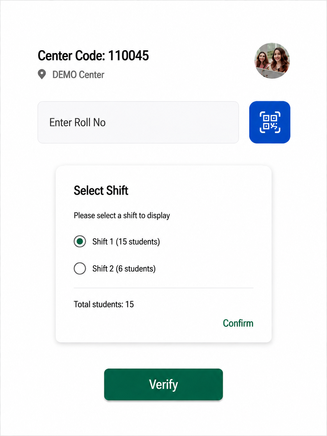 Attendance marked screen